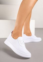 Białe Siateczkowe Buty Sportowe Sneakersy Eravessa. Białe obuwie sportowe casual damskie Renee, z jeansu. Za 49.99 zł.