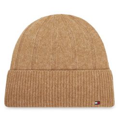 Czapka Tommy Hilfiger. Brązowe czapki damskie Tommy Hilfiger, na zimę, bez wzorów. Za 169.99 zł.