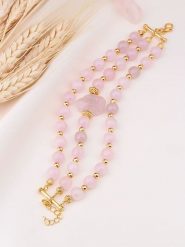 L'Atelier de Gaia Pozłacana bransoletka z kwarcem różowym rozmiar: onesize. Różowe bransoletki damskie L'Atelier de Gaia, pozłacane. Za 43.99 zł.