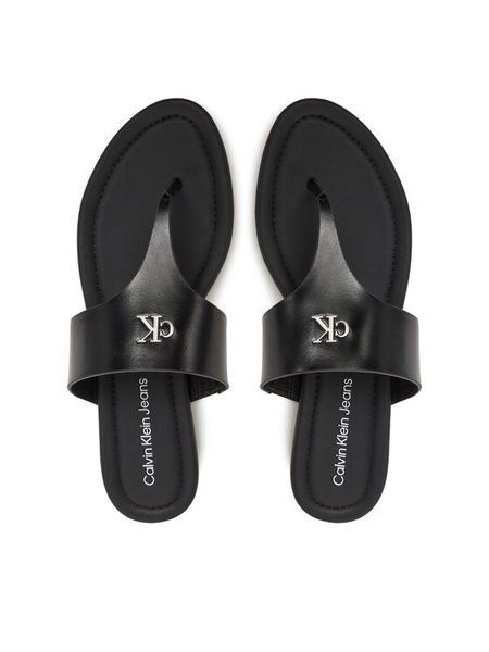 Calvin Klein Jeans Japonki Flat Sandal Toepost Mg YW0YW01691 Czarny. Czarne klapki damskie Calvin Klein Jeans, bez wzorów, z jeansu, bez obcasa, bez zapięcia. Za 209.99 zł.