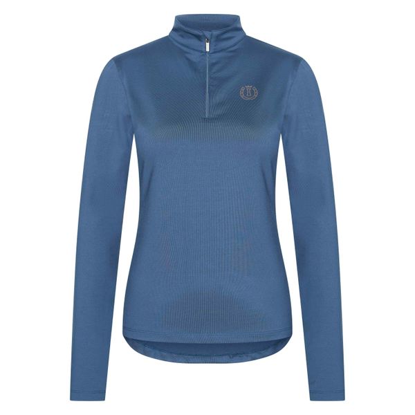 Damska koszulka do jazdy konnej Imperial Riding Amy. Niebieskie koszulki damskie IMPERIAL RIDING, bez wzorów, bez kołnierzyka, bez ramiączek. Za 232.50 zł.