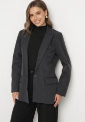 Szara Pudełkowa Marynarka Jednorzędowa z Usztywnioną Linią Ramion Foella. Szare marynarki i żakiety damskie Born2be, l, bez wzorów, z jeansu, eleganckie. Za 139.99 zł.