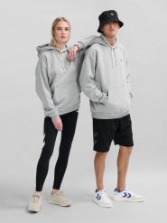 Bluza z kapturem Hummel Loose Bee. Szare bluzy damskie Hummel, na jesień, m, z aplikacjami, z bawełny, z kapturem. Za 255.65 zł.