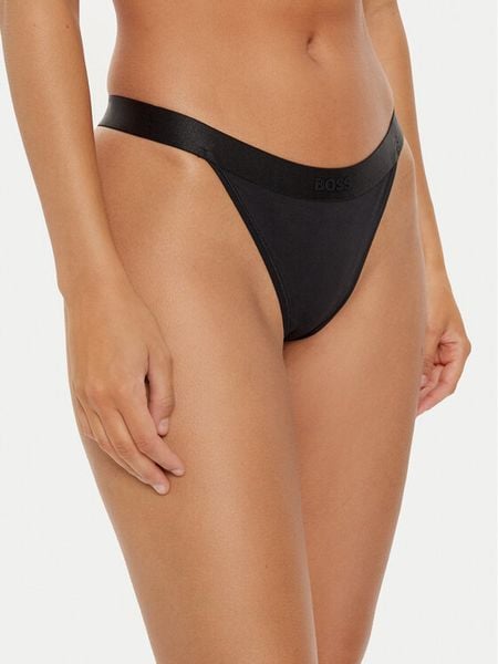 Boss Stringi 50520398 Czarny. Czarne stringi Boss, bez wzorów, z bawełny. Za 79.99 zł.