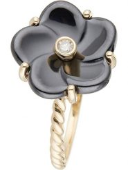 DIAMOND & CO Złoty pierścionek "Fleur Noir" z diamentem rozmiar: 54. Czarne pierścionki damskie Diamond & Co, z diamentem, ceramiczne. Za 886.80 zł.