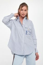 Koszula damska w paski ELISABETTA FRANCHI. Koszule damskie Elisabetta Franchi, bez wzorów, bez kołnierzyka, bez ramiączek. Za 1,519.00 zł.