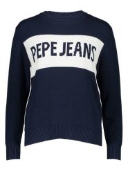 Pepe Jeans Sweter "Intarsia II" w kolorze granatowo-białym rozmiar: M. Białe swetry klasyczne damskie Pepe Jeans, m, z jeansu, bez kołnierzyka. Za 223.46 zł.