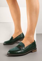 Zielone Lakierowane Mokasyny ze Skórzaną Wkładką Socca. Zielone mokasyny damskie Renee, z jeansu, bez obcasa. Za 129.99 zł.