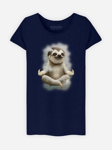 WOOOP Koszulka "Sloth Meditate" w kolorze granatowym rozmiar: XXL. Niebieskie bluzki damskie Wooop, xxl, bez wzorów, z bawełny, bez kołnierzyka, bez ramiączek. Za 56.99 zł.