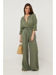 Lin Passion Lniane spodnie w kolorze khaki rozmiar: 36/38. Brązowe spodnie materiałowe damskie Lin Passion, bez wzorów, ze lnu. Za 108.99 zł.