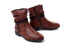 RIEKER 73691-24 brown, botki damskie. Brązowe botki damskie Rieker, na zimę, bez obcasa, na obcasie, bez zapięcia. Za 349.90 zł.
