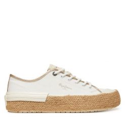 Espadryle Pepe Jeans. Białe espadryle damskie Pepe Jeans, bez wzorów, z jeansu, bez obcasa. Za 199.99 zł.