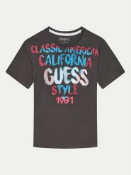 Guess T-Shirt L4YI22 K8HM4 Szary Regular Fit. Szare t-shirty i koszulki chłopięce Guess, z aplikacjami, z bawełny, bez kołnierzyka, bez ramiączek. Za 79.99 zł.