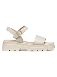 Geox Skórzane sandały "Adacter" w kolorze kremowym rozmiar: 36. Brązowe sandały damskie Geox, bez wzorów, z otwartym noskiem, bez obcasa, na koturnie, bez zapięcia. Za 225.05 zł.