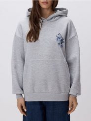 Bluza z haftowanym wzorem - jasnoszary. Szare bluzy damskie Reserved, l, bez wzorów, z bawełny, bez kaptura. Za 179.99 zł.