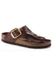 Birkenstock Skórzane japonki "Gizeh" w kolorze brązowym rozmiar: 39. Brązowe klapki damskie Birkenstock, bez wzorów, z otwartym noskiem, bez obcasa, bez zapięcia. Za 546.48 zł.