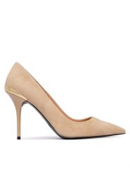 LOVE MOSCHINO Szpilki JA10459G0NJA0104 Beżowy. Brązowe szpilki damskie Love Moschino, bez wzorów, ze skóry, bez obcasa, na szpilce, bez zapięcia. Za 759.99 zł.