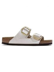Birkenstock Klapki "Arizona" w kolorze kremowym rozmiar: 36. Brązowe klapki damskie Birkenstock, bez wzorów, z otwartym noskiem, bez obcasa, bez zapięcia. Za 420.22 zł.