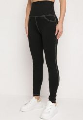 Czarne Legginsy z Wysokim Stanem Stylizowane na Jeansy Elayn. Czarne jeansy damskie Born2be, m, bez wzorów, z denimu. Za 64.99 zł.
