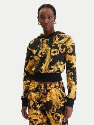 Versace Jeans Couture Bluza 80HAI313 FS196 Czarny Regular Fit. Czarne bluzy damskie Versace Jeans Couture, xl, bez wzorów, z bawełny, bez kaptura. Za 1,489.00 zł.