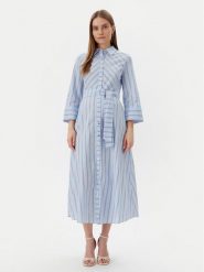 LOLA CASADEMUNT Sukienka koszulowa LS2516016 Błękitny Regular Fit. Niebieskie sukienki damskie LOLA CASADEMUNT, bez wzorów, z bawełny, bez ramiączek. Za 369.99 zł.