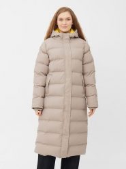 Derbe Płaszcz zimowy w kolorze beżowym rozmiar: 40. Brązowe płaszcze damskie Derbe, na zimę, s, bez wzorów, z puchu, bez kaptura. Za 490.95 zł.