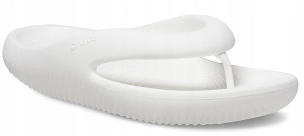 Japonki Dla Dorosłych Crocs Mellow Flip. Białe klapki damskie Crocs, bez wzorów, z materiału, bez obcasa, bez zapięcia. Za 167.99 zł.