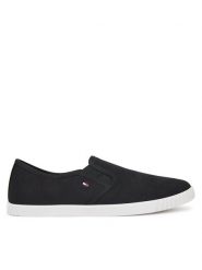 Tommy Hilfiger Tenisówki Canvas Slip-On Sneaker FW0FW08640 Czarny. Czarne trampki damskie Tommy Hilfiger, bez wzorów, z materiału, bez zapięcia. Za 309.99 zł.