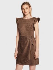 DKNY Sukienka codzienna DD2G1604 Brązowy Regular Fit. Brązowe sukienki damskie DKNY, bez wzorów, z syntetyku, bez ramiączek. Za 409.99 zł.
