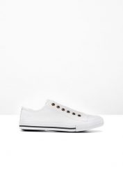 Sneakersy. Białe obuwie sportowe casual damskie bonprix, bez zapięcia. Za 94.99 zł.