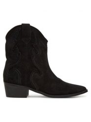 DeeZee Botki 3523-9 Czarny. Czarne botki damskie DeeZee, z materiału, bez obcasa, na słupku, bez zapięcia. Za 289.99 zł.