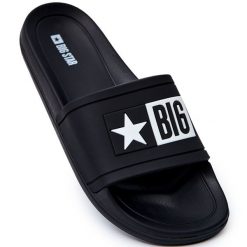 Klapki Damskie Big Star Czarne DD274A266. Czarne klapki damskie bez wzorów, z gumy, bez obcasa, bez zapięcia. Za 125.89 zł.