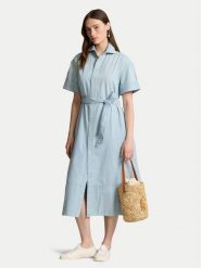 Polo Ralph Lauren Sukienka koszulowa 211935155001 Błękitny Regular Fit. Niebieskie sukienki damskie Polo Ralph Lauren, bez wzorów, z bawełny, bez ramiączek. Za 649.99 zł.