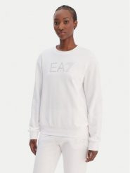 EA7 Emporio Armani Bluza 7W000953 AF15831 U0002 Biały Regular Fit. Białe bluzy damskie EA7 Emporio Armani, m, bez wzorów, z bawełny, bez kaptura. Za 589.99 zł.