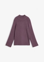 Sweter z golfem z mieszanki wiskozy. Czarne swetry klasyczne damskie bonprix, z wiskozy, bez kołnierzyka. Za 109.99 zł.