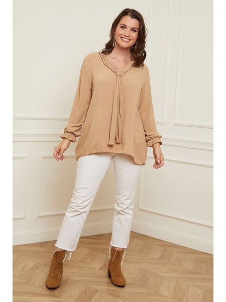 Curvy Lady Bluzka w kolorze beżowym rozmiar: 40/42. Brązowe bluzki damskie Curvy Lady, bez wzorów, klasyczne, bez kołnierzyka, bez ramiączek. Za 69.95 zł.