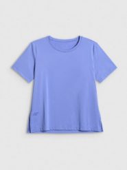 4F Koszulka treningowa loose szybkoschnąca damska - niebieska S. Niebieskie koszulki damskie 4F, s, bez wzorów, z materiału, bez kołnierzyka, bez ramiączek. Za 79.99 zł.