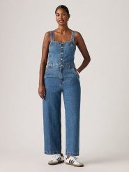 Levi's Kombinezon dżinsowy "Drea" w kolorze niebieskim rozmiar: XS. Niebieskie kombinezony damskie Levi's, s, bez wzorów, z bawełny, bez kołnierzyka, bez ramiączek. Za 199.49 zł.