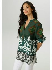 Aniston Bluzka w kolorze zielono-białym rozmiar: 38. Białe bluzki damskie Aniston, bez wzorów, z wiskozy, bez kołnierzyka, bez ramiączek. Za 82.99 zł.