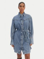 BOSS Sukienka jeansowa 50557046 Niebieski Regular Fit. Niebieskie sukienki damskie Boss, bez wzorów, z bawełny, bez ramiączek. Za 999.99 zł.