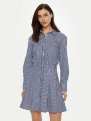 Tommy Jeans Sukienka koszulowa DW0DW20470 Granatowy Regular Fit. Niebieskie sukienki damskie Tommy Jeans, bez wzorów, z bawełny, bez ramiączek. Za 289.99 zł.