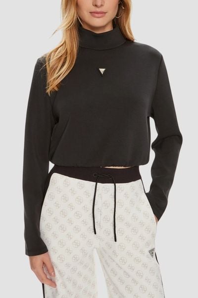 GUESS Czarna damska bluza Olympe, Rozmiar S. Czarne bluzy damskie Guess, m, z aplikacjami, bez kaptura. W wyprzedaży za 273.99 zł.