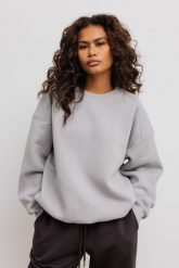 Bluza damska o kroju regular fit w kolorze GREY - OZZY-UNI. Szare bluzy damskie Marsala, uniwersalny, bez wzorów, z bawełny, bez kaptura. Za 329.90 zł.