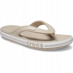 Japonki Dla Dorosłych Crocs Bayaband Flip. Białe klapki damskie Crocs, bez wzorów, z materiału, bez obcasa, bez zapięcia. Za 119.99 zł.