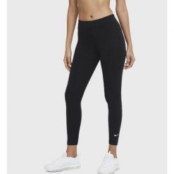 Legginsy Sportowe Damskie Nike Sportswear Essential Tight Fit Mid Rise. Czarne legginsy damskie Nike, bez wzorów. Za 132.00 zł.