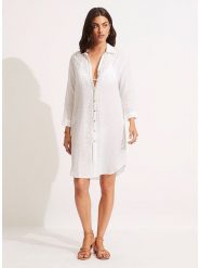 Seafolly Sukienka w kolorze białym rozmiar: M/L. Białe sukienki damskie Seafolly, bez wzorów, z bawełny, bez ramiączek. Za 179.64 zł.