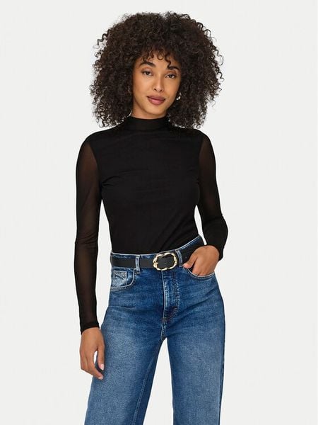 ONLY Bluzka Erica 15141298 Czarny Regular Fit. Czarne bluzki damskie Only, xs, bez wzorów, z syntetyku, bez kołnierzyka, bez ramiączek. Za 109.99 zł.
