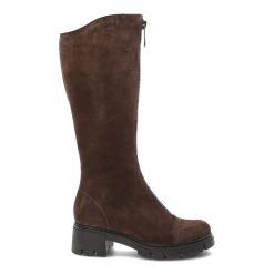 Brązowe Kozaki Simen Eleganckie Buty Damskie. Brązowe kozaki damskie Simen, bez obcasa, bez zapięcia. Za 639.00 zł.
