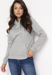 Szara Bluza z Kapturem Kasseia. Szare bluzy damskie Born2be, l, bez wzorów, z dzianiny, z kapturem. Za 39.99 zł.