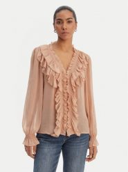 Morgan Bluzka 252-CATHY Różowy Regular Fit. Czerwone bluzki damskie Morgan, bez wzorów, z syntetyku, bez kołnierzyka, bez ramiączek. Za 299.99 zł.